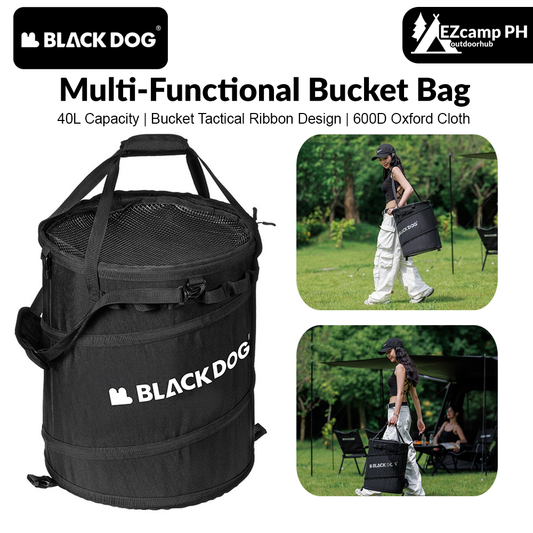 BLACKDOG Multi-Functional Bucket Bag 40L Capacity Outdoor Portable Ultralight Folding Round Clothes Bag Sundry Storage Box Hiking Camping Picnic Beach Travel  Heavy Duty Original Black Dog