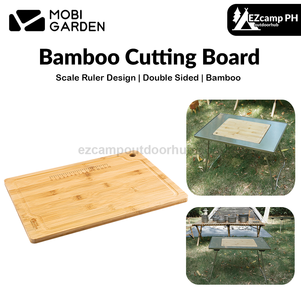 MOBI GARDEN Bamboo Cutting Board Portable Lightweight Multifunctional Solid Wood 12cm Thick Field Kitchen Outdoor Picnic Kitchenware Accessories