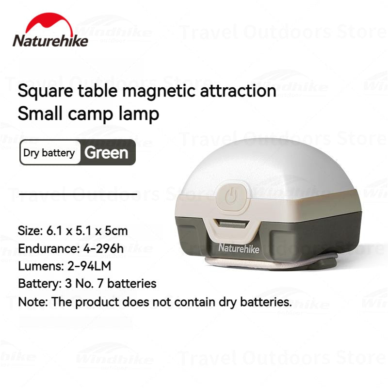 Naturehike Mini Magnetic Camping Hiking Outdoor Tent Lamp Light IPX5 Waterproof Multi-Function 6-480h Battery USB Charging or AAA Pole Magnet Lantern