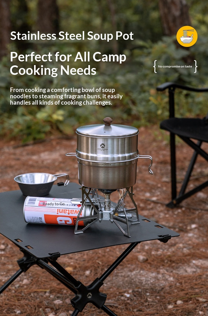 Campingmoon S371 Sierra Pot 304 Stainless Steel Portable Cooking with Lid Outdoor Camping Cookware