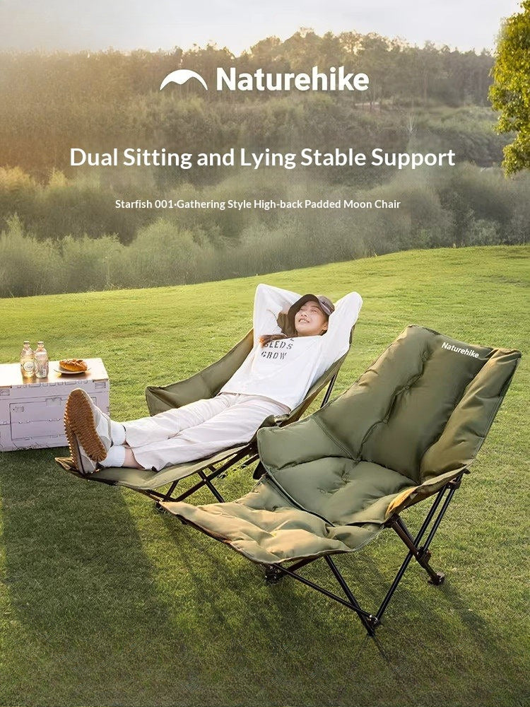 Naturehike SEA STAR 001 Reclining Chair High Back Moon Chair 3 Adjustable Level Cotton Filled Foam Padded Relax 150kg Max Load Outdoor Camping