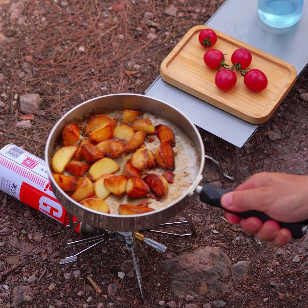 Campingmoon Steel Frying Pan Multipurpose Universal Induction Cooker Detachable Handle Uncoated Deep Frying Pan Camping Outdoor Kitchenware Cookware