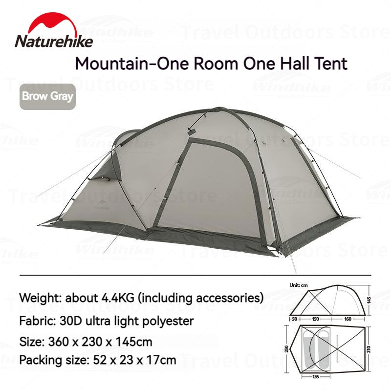 Naturehike 1 Bedroom 1 Living Room Portable Ultralight Hiking Backpacking 4 Season Camping Tent 2 Person Waterproof Windproof 30D Polyester Spacious