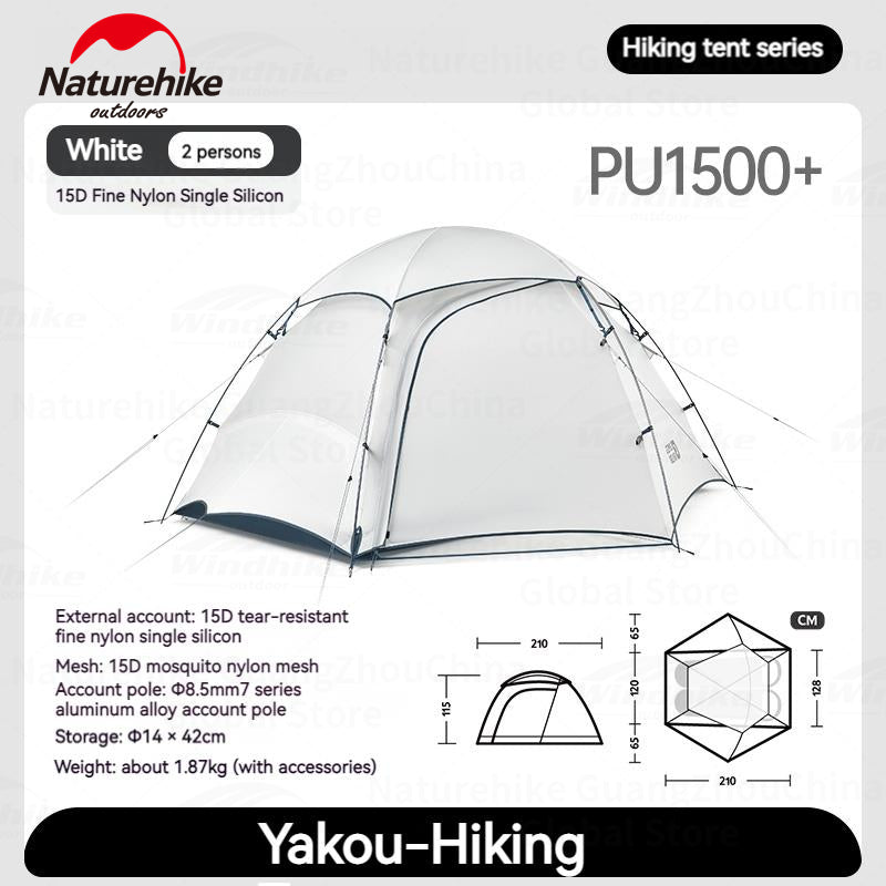 Naturehike JIM'S GEAR Series Hiking Tent Portable Ultralight Backpacking Tent 3 Bar Cross Structure 4 Seasons Camping Outdoor Picnic Beach Travel Tent 1-2 Persons 15D Nylon Waterproof Heavy Duty Original Nature Hike