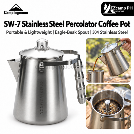 Campingmoon SW-7 Stainless Steel Percolator Coffee Pot 1.8L Outdoor Camping Coffee Making Kettle