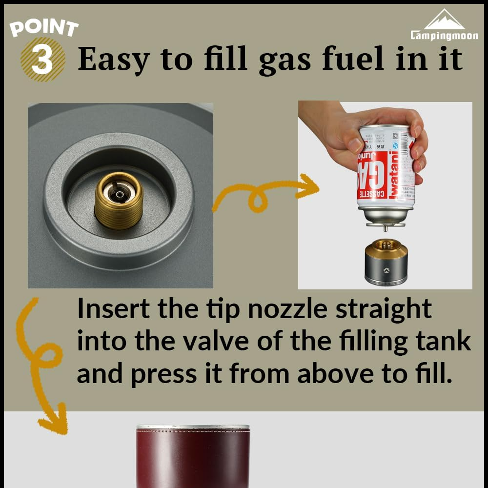 CAMPINGMOON TC-35 Refillable Empty Screw Type Butane Canister 110g Tank Aluminum Refill with Standard Nozzle Type Canister Fuel Camping Outdoor Stove