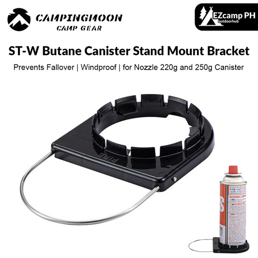 Campingmoon ST-W Safety Rack Stand for Nozzle Card Type Butane Fuel Gas Canister 220g and 250g Cylinder Can Windproof Stabilization Fixing Mounting Base Bracket Camping Moon