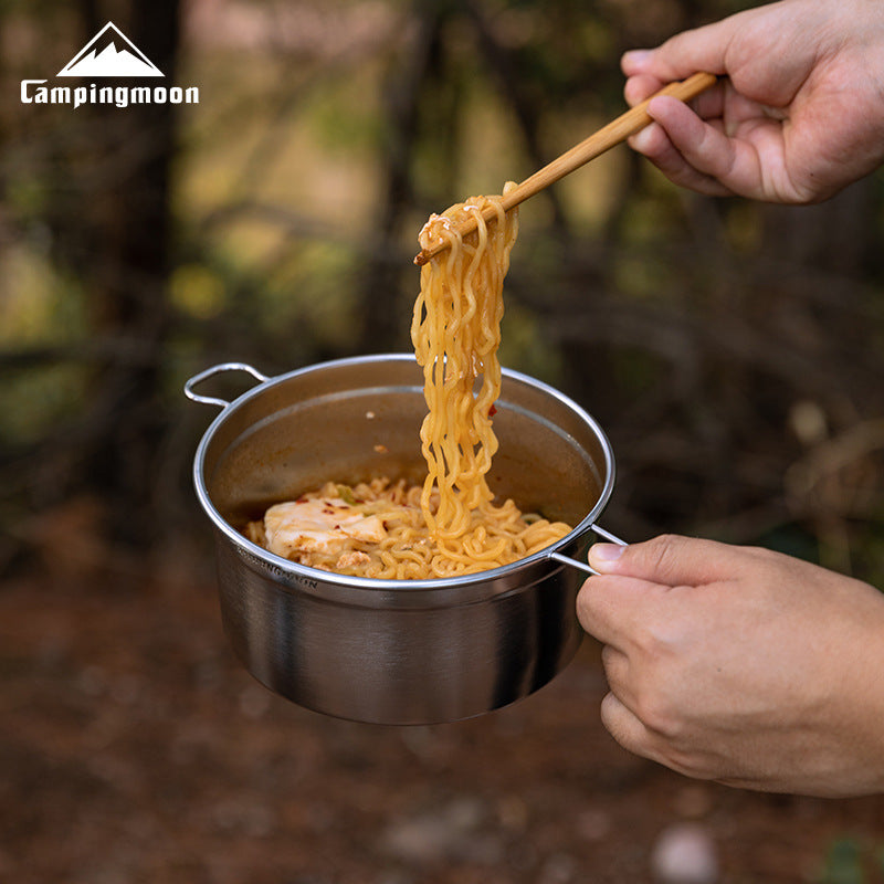Campingmoon S371 Sierra Pot 304 Stainless Steel Portable Cooking with Lid Outdoor Camping Cookware