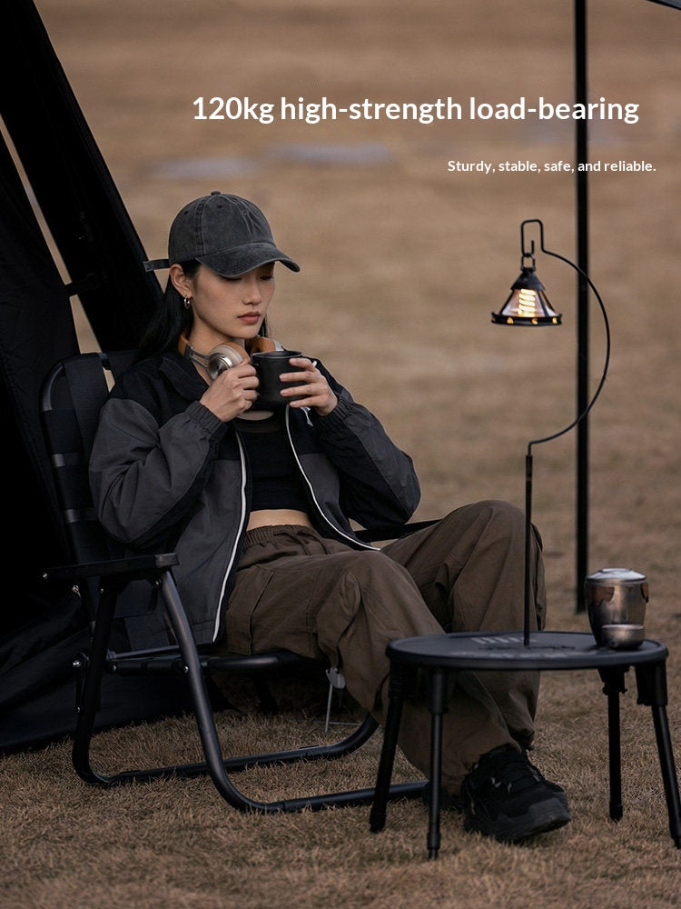 Blackdog Webbing Folding Chair Portable Lightweight Foldable Steel Kermit Chair Ergonomic Design 120kg Max Load Build-in Cup Holder Non-Slip Outdoor