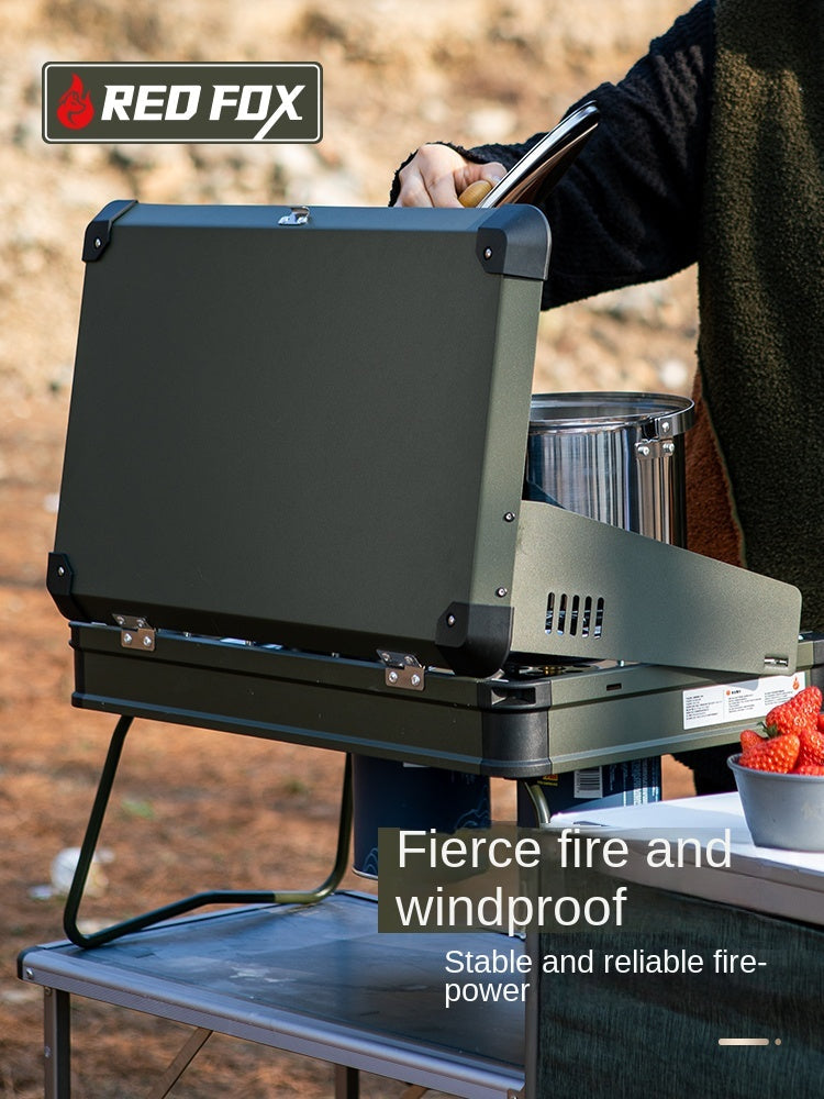 Redfox FIREFOX PRO Double Stove Portable Foldable Premium Split Dual Butane Canister Cassette Stove With Windshield Outdoor Camping Aluminum Alloy