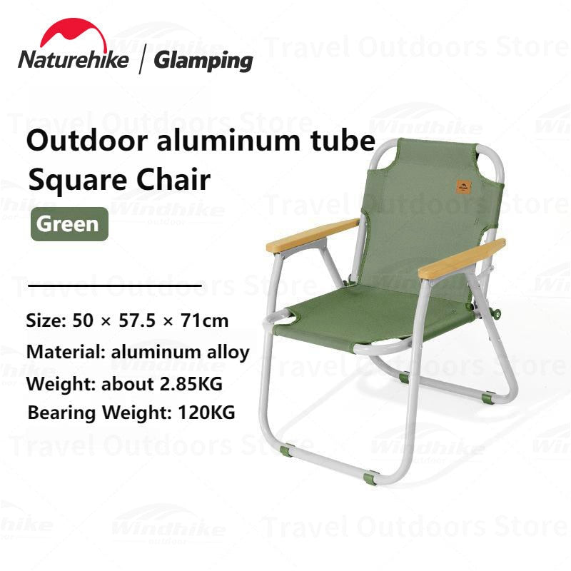 Naturehike Outdoor Fishing Leisure Chair TO04 Portable Camping Folding Chair Ultralight Aluminum Tube Square Chair