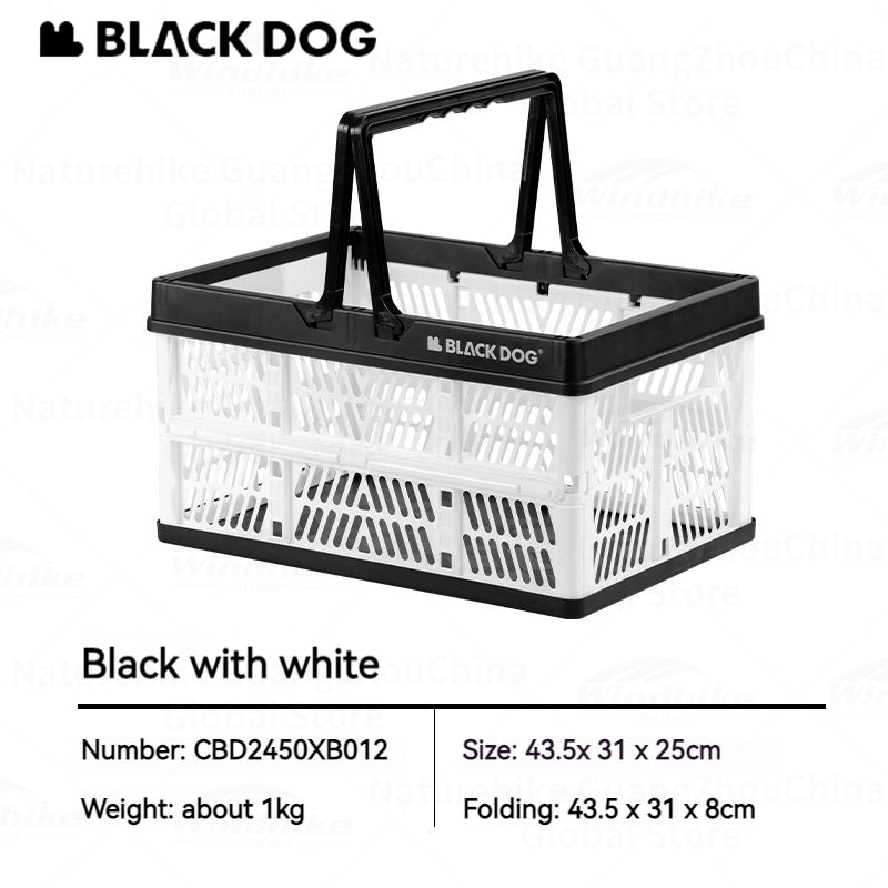 BLACKDOG Folding Storage Basket Portable Lightweight 26L Large Capacity Desk Organizer Foldable Sundry Storage Box PP Camping Outdoor Hiking Picnic Beach Travel Heavy Duty Original Black Dog