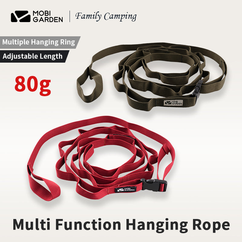 MOBI GARDEN 2m Multi-Function Hanging Rope Outdoor Adjustable Clothesline Lanyard Accesories Tool Windproof Cloth Storage Non-Slip Rope Camping Hiking Travel Picnic Beach Extension Rope Equipment Heavy Duty Original MOBIGARDEN