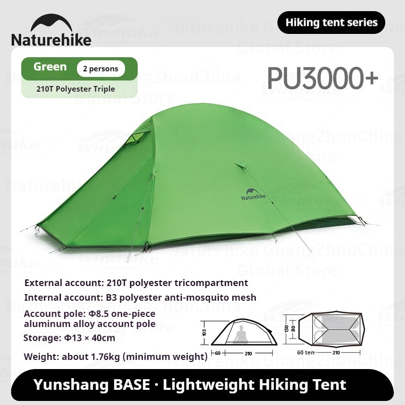 Naturehike Cloud Up Base Tent Portable Ultralight Double Layer 1-2 Person Sun Shelter Backpacking Tent Waterproof Windproof 210T Nylon Camping Outdoor Hiking Trekking Heavy Duty Original Nature Hike