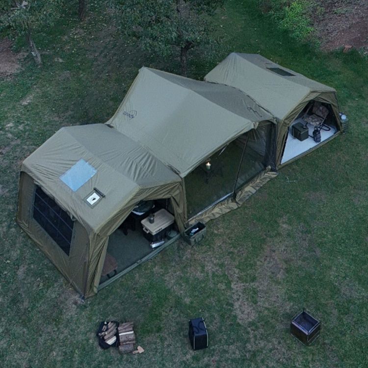 Coody Air Tent WAVE 7.0 4-6 Person Air Inflatable Tent 210D Blended Cotton PVC Air Pole Black Vinyl Coated Sunscreen Waterproof Extended Canopy GEMINI STAR