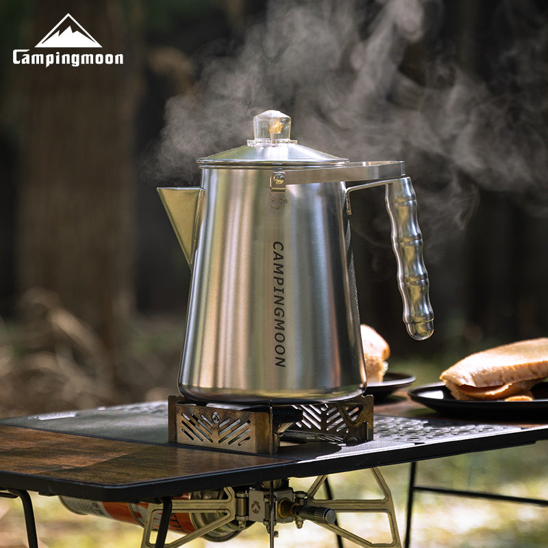Campingmoon SW-7 Stainless Steel Percolator Coffee Pot 1.8L Outdoor Camping Coffee Making Kettle