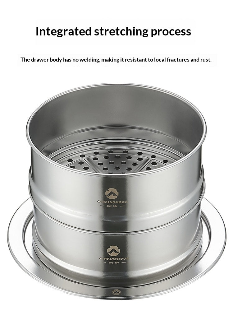 Campingmoon S363 Big Steamer Portable Lightweight 304 Stainless Steel Large Steamer Breakfast Steamer Outdoor Picnics Cooking Cookware Kitchenware