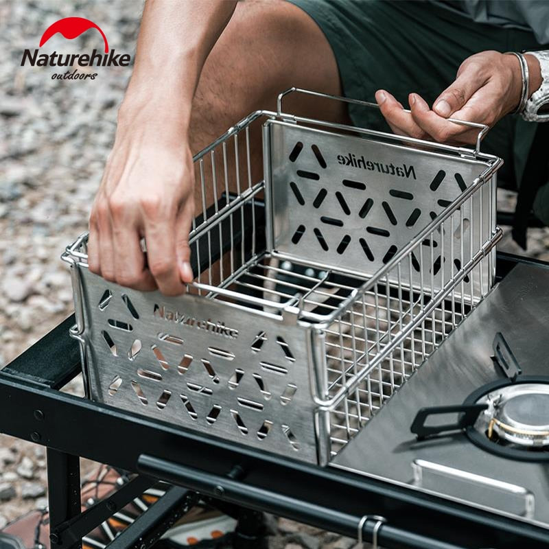 Naturehike IGT Compatible 7L Stainless Steel Drain Basket Portable Folding Storage 1-Unit IGT Accessories Integrated Grill Table Camping Drying Rack