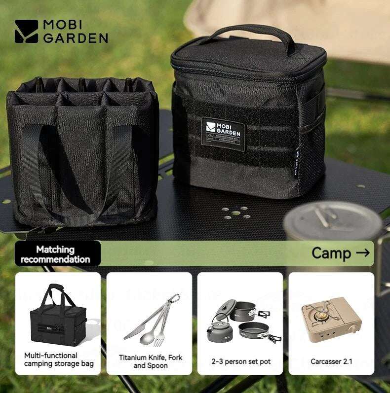 Mobi Garden 6pcs Set Spice Condiments Portable Storage Bag MOLLE Black Tactical Design Kitchen Cooking Sauce Seasoning Bottle Organizer Outdoor Camping Picnic Jar Canister Utensil Mobigarden