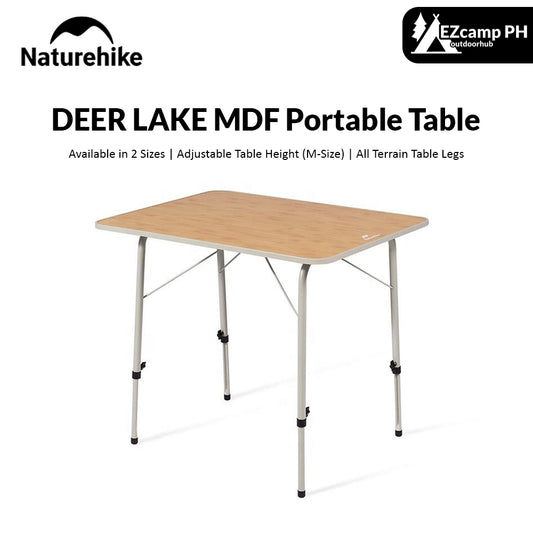 Naturehike DEER LAKE MDF Portable Folding Table Outdoor Camping Adjustable Height 2 Sizes Flat Foldable Storage Heavy Duty Lightweight All Terrain BBQ Picnic Table Nature Hike