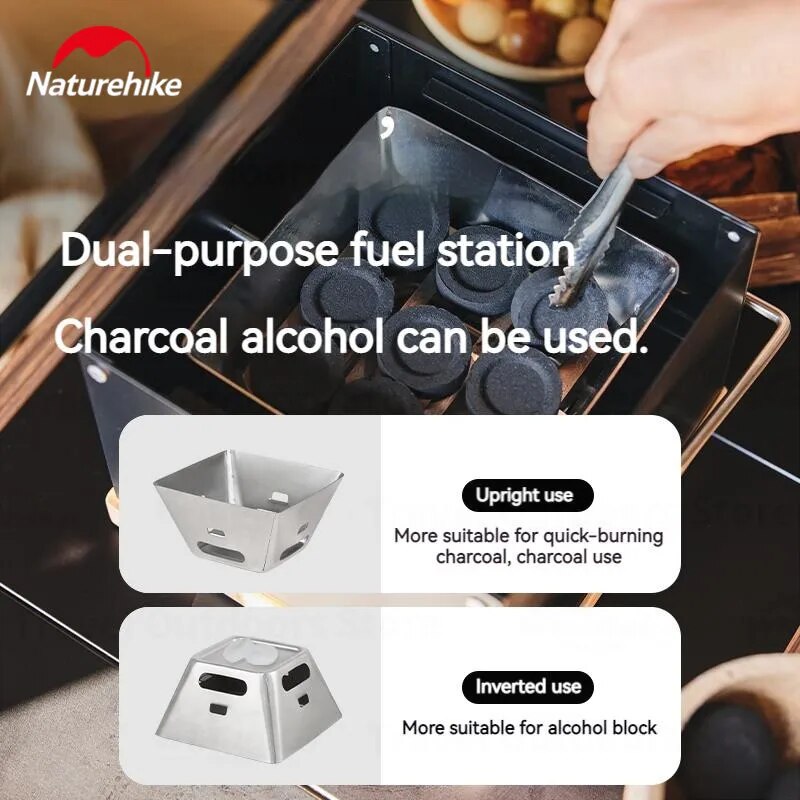 Naturehike INK SMOKE Tabletop Grill Box Portable BBQ Desktop Charcoal Alcohol Burner Stove Stainless Steel Foldable Easy to Carry Outdoor Camping Picnic Cooking Barbecue Griller Set Nature Hike