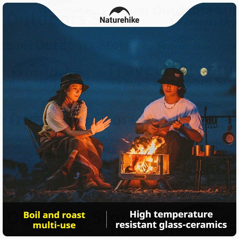 Naturehike Foldable Campfire Stand Outdoor Multipurpose Burning Platform Heating Fire Rack Bonfire Warm Oneself Glass Furnace 430 Stainless Steel