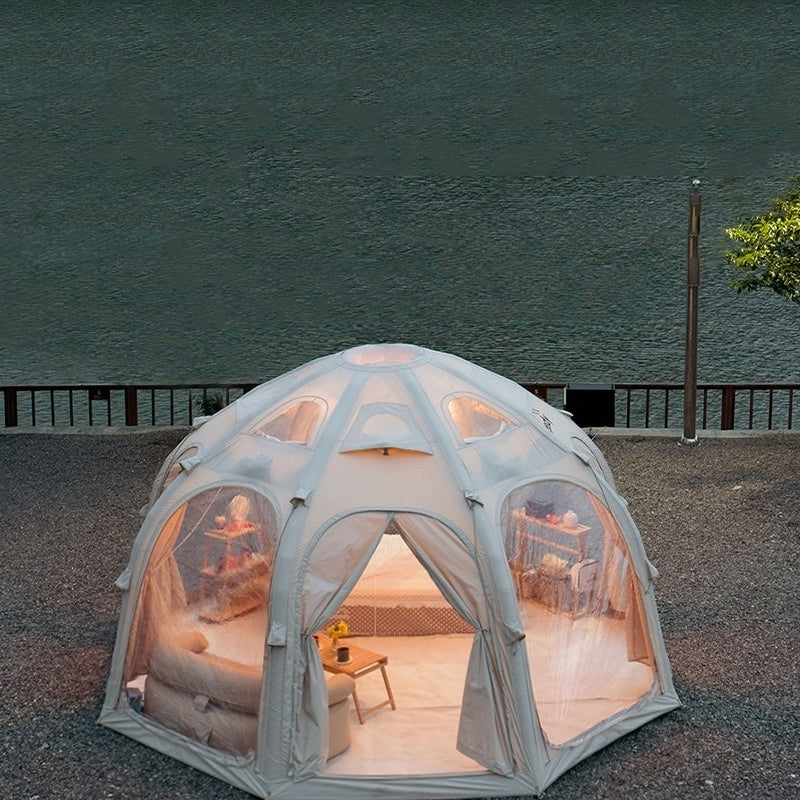 Coody AURORA AIR DOME 17.6 Tent 6-8 Persons Air Inflatable Tent Octagonal Extra Large 17.6m² Interior Space Waterproof Black Vinyl Coated Sunscreen Rain Cover