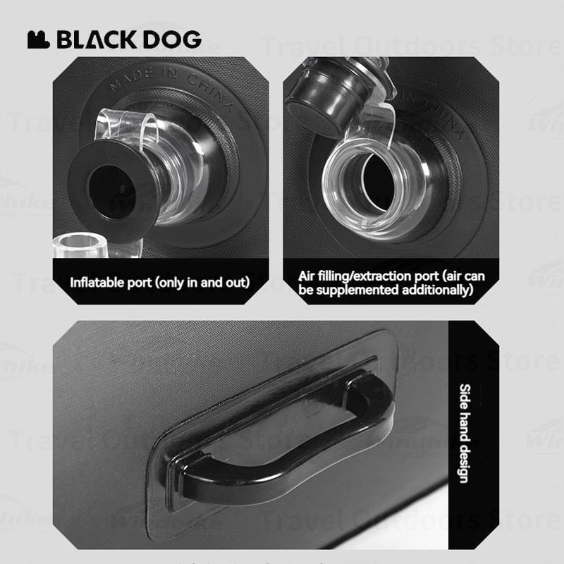 BLACKDOG Black Automatic Inflate Lazy Sofa Portable Auto Inflating Sleeping Bed Built-in Electric 2000mAh Detachable Air Pump Outdoor 150kg Max Load