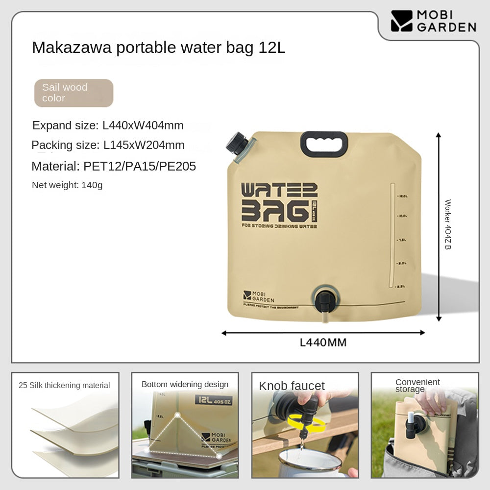 MOBI GARDEN 10L Water Bag With Faucet Portable Foldable Multipurpose Large Capacity Folding Water Container Handle Outdoor for Camping