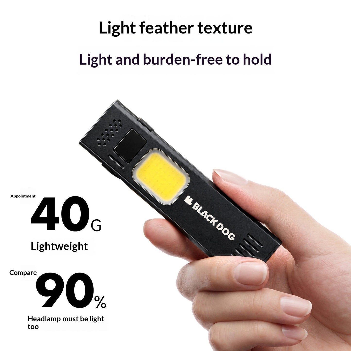 BLACKDOG Lithography Dual Light Source Portable Ultralight Flashlight 5 Adjustable Lighting Modes Magnetic Bottom Hiking Lighting Outdoor Camping