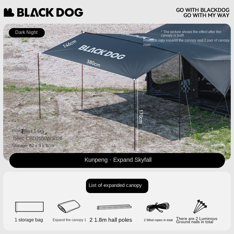 ( REFURBISH ) Blackdog BLACK SOAR AIR 12.0 Inflatable Cabin Style Tent Fast Build PVC Air Frames Black Vinyl Coated Sunscreen Waterproof 6-8 Person