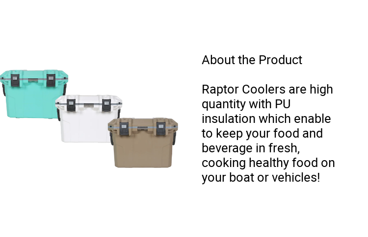 Raptor POLAR Series Cooler Hand Carry Multipurpose 30L Capacity Cold Storage Ice Box Food Container Chest Sloped Drain with Secure Plug Non-Skid Rubber Feet