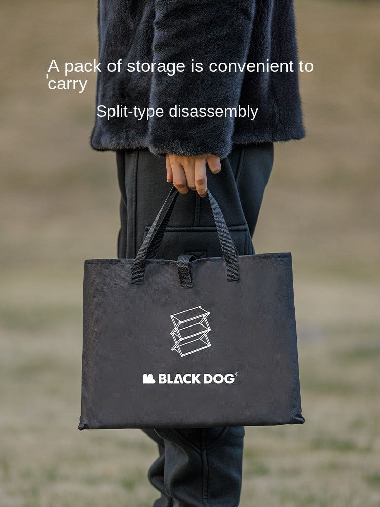 BLACKDOG by Naturehike Black Outdoor Camping Small Table Desktop Shelf Storage Rack Organizer Tabletop 2 Switchable Modes 30kg Max Load Stable Carbon Steel X Structure Black Dog Nature Hike