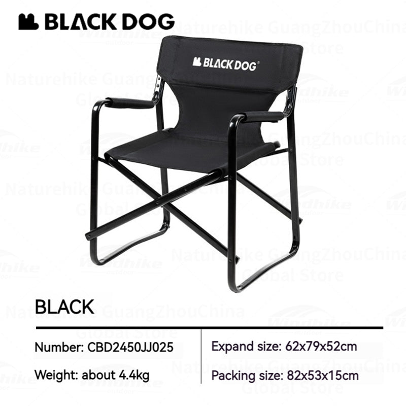 BLACKDOG Leisure Director Chair Outdoor Folding Portable Stool Widen Seat Camping Beach Fishing Picnic Garden Travel Armchair Heavy Duty Original Black Dog