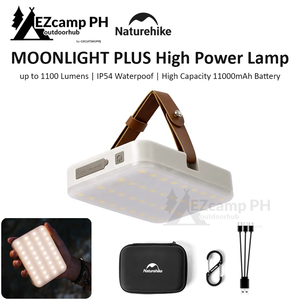 Naturehike MOONLIGHT PLUS High Power Camping Lamp Tent Lantern 11000mAh Battery LED Light 1100 Lumens 20W Flashlight USB Powerbank Waterproof IP54