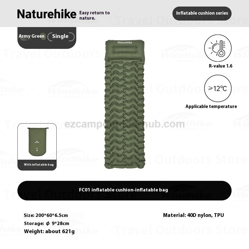 Naturehike F01 Air Bed Mattress Multipurpose Thickened Single Double Sleeping Bed Ultralight Inflatable Camping Mat Waterproof Outdoor Travel