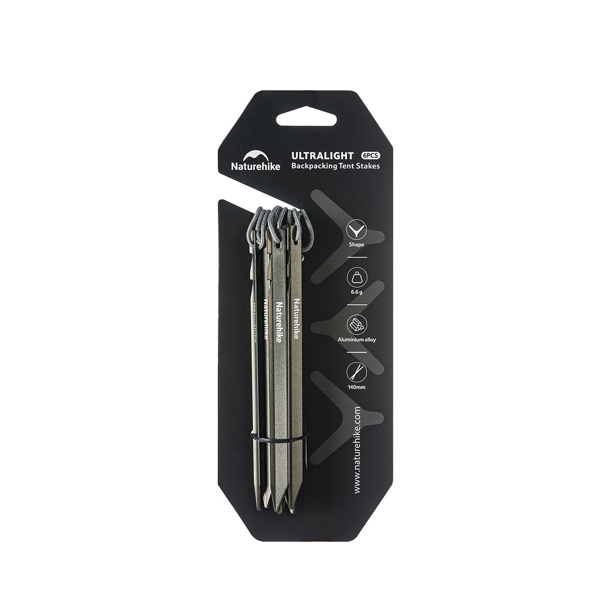 Naturehike 6Pcs Tent Stakes Pegs Portable Aluminum Alloy Camping Tent Stakes Shelter Nail Durable Impact Resistant Outdoor Camping Hiking Accessories