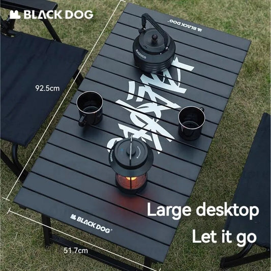 BLACKDOG by Naturehike Black Portable Folding Table Ultralight Aluminum Alloy Fast Assembly 30kg Max Load Outdoor Camping Picnic Table Multifunctional with Storage Bag Heavy Duty Durable Nature Hike Black Dog