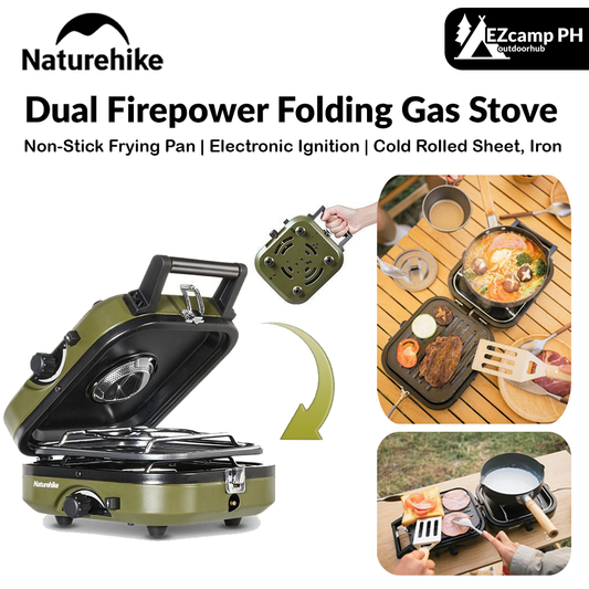 Naturehike Dual Firepower Folding Gas Stove Portable Lightweight Double Butane Gas Burner Stove Outdoor Camping 2300W High Fire Power Screw Type Isobutane Fuel Type Nature Hike