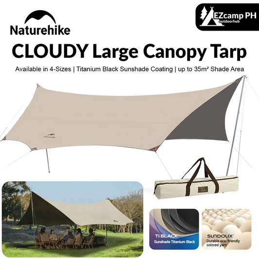 Naturehike CLOUDY Canopy Tarp Tent Awning Sunshade Titanium Vinyl Black Coated Large 35m² Shade Area for up to 18 Person Waterproof PU5000mm Windproof 4 Size Outdoor Camping Shelter Nature Hike YUNXIA Glacier Cloud Moraine
