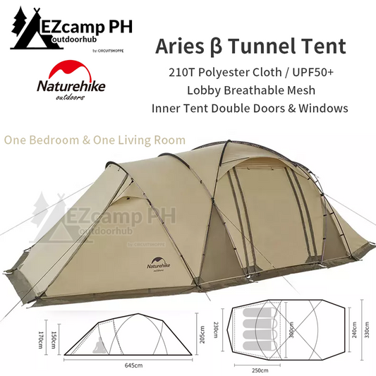 [Pre-Order] Naturehike ARIES Series BETA 4 to 6 Person Tunnel Type Tent DIY Expansion Big Front Hall Camping Hiking Windproof Breathable Double Layer UPF50+ Glamping Nature Hike