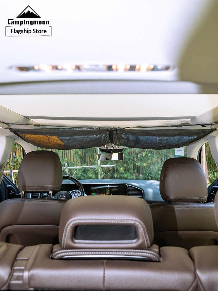 Campingmoon B-965 Car Storage Bag Portable Extendable Four-Compartment Mesh Interior Bag Rooftop Four-Corner Hanging Organizer Outdoor Camping Travel