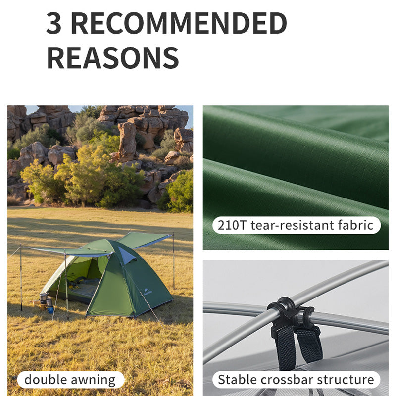 Naturehike BLEIK Series Tent 2-3 Persons Ultralight Double Awning Tent Breathable P-Series Gen 2 Crossbar Structure Design Outdoor Camping Hiking