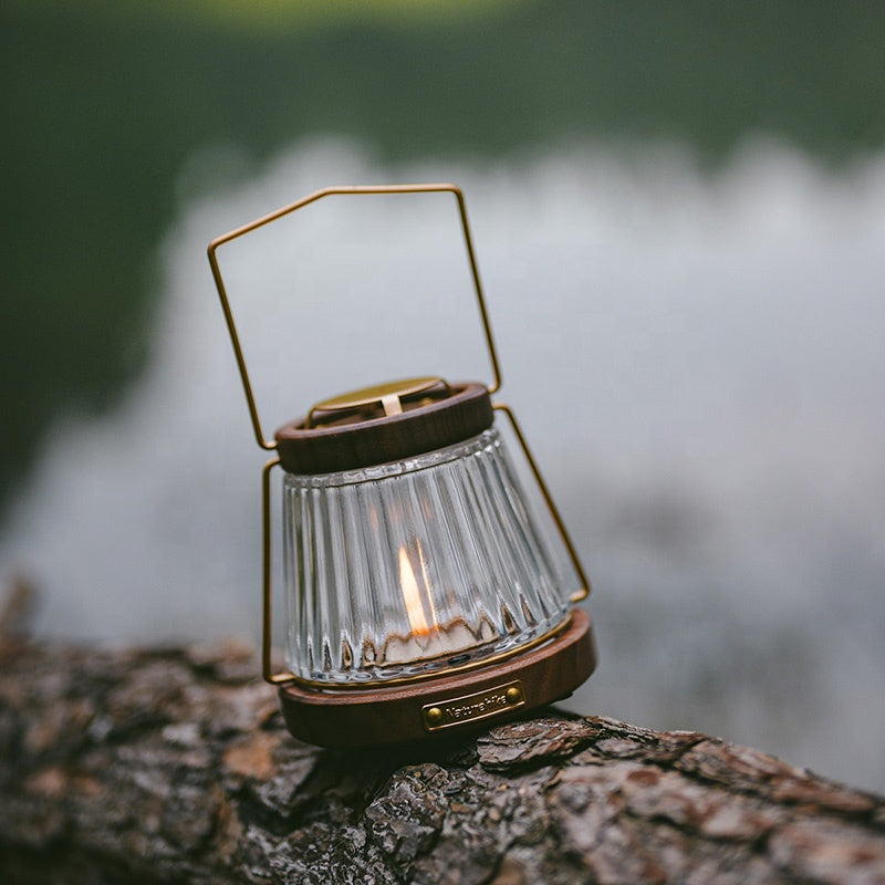 Naturehike Walnut Candlelight Lamp Outdoor Camping Atmosphere Lighting Premium US Solid Wood Premium Walnut Candle Light Lantern Holder Case Portable Nature Hike