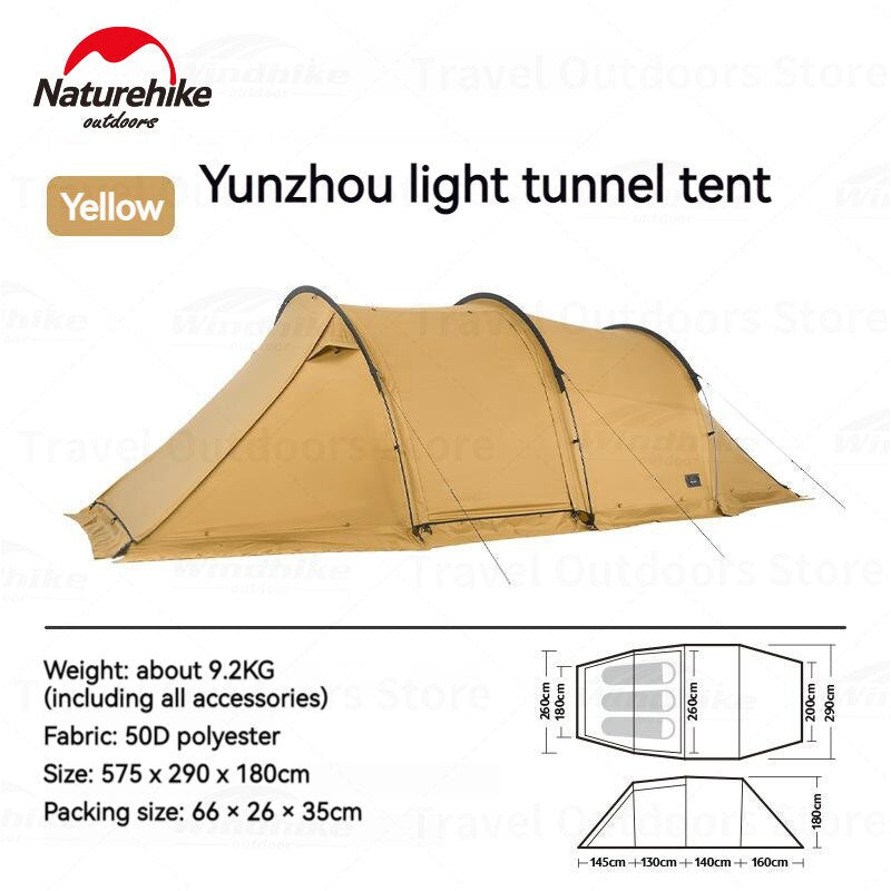 Naturehike CLOUD BOAT Series 3 Rods Ultralight Portable Version Tunnel Type Camping Tent Large 16m² f4 Person Waterproof Outdoor Cloud Vessel Light