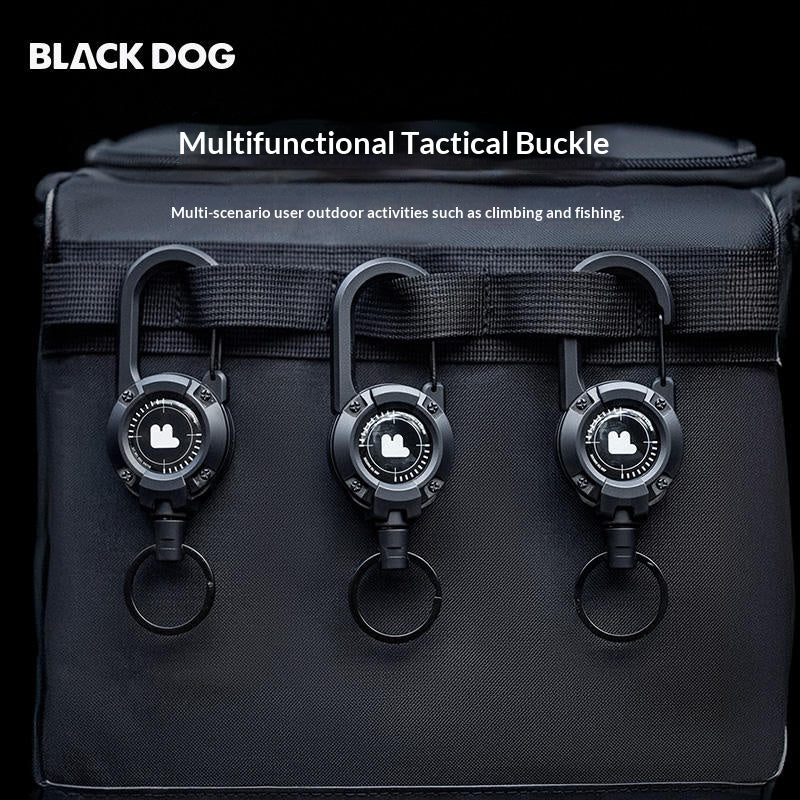 Blackdog Multifunctional Tactical Buckle Portable Ultralight Hook Clip Retractable 65cm Line 25g Carabiner Key Chain Outdoor Camping Hiking Travel
