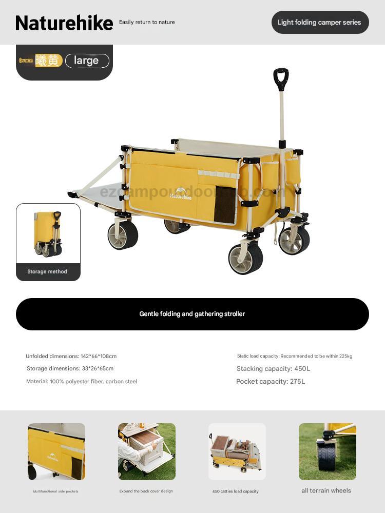 Naturehike RUBIK's CUBE PRO Camping Trolley Portable Foldable Outdoor Cart All Terrain Wheel Folding Wagon Up To 225kg Load 450L Capacity