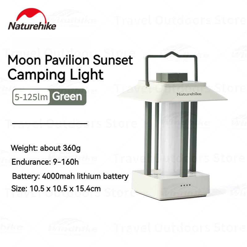 Naturehike MOON Court Sunset Lantern Outdoor IPX4 Waterproof USB Charging LED Lamp 4000mAh 9-160H Warm White 125 Lm Camping Tent Light Rechargeable