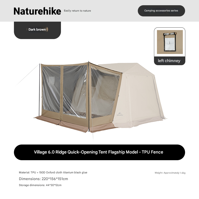 Naturehike VILLAGE 6.0 Gen 2 Flagship Edition Fast Automatic Cabin Tent Ti Black Coated Sunscreen Large 15m² Use Space 4 Person Waterproof
