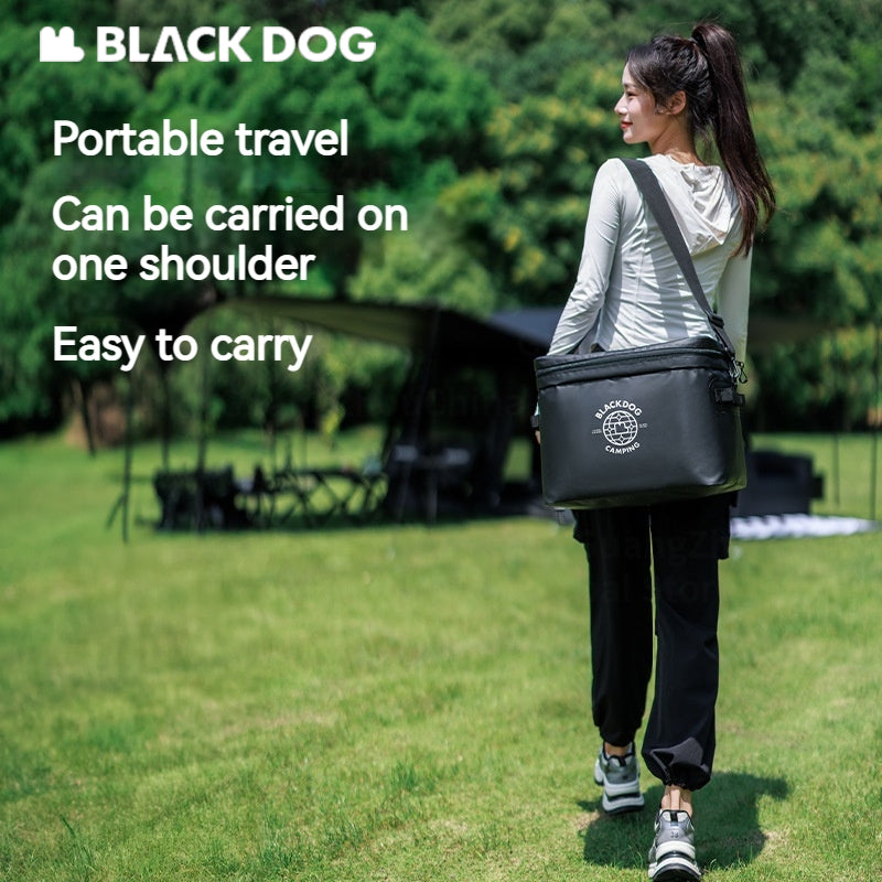 BLACKDOG 20L Ice Bag with Shoulder Strap Outdoor Portable Leakproof Insulated Thermal Lunch Cooler PVC Box Camping Hiking Picnic Beach Travel Heavy Duty Original Black Dog